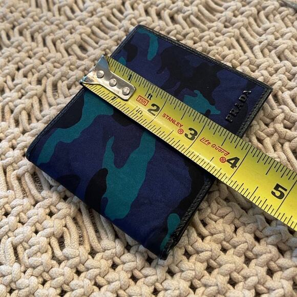 Prada blue camo nylon and leather bi-fold wallet * rare find - Picture 12 of 12